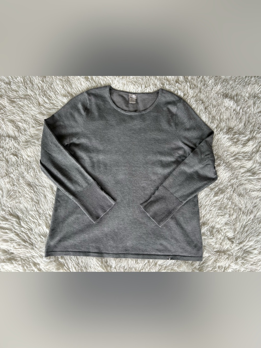 Chico's | Charcoal Crewneck Long Sleeve Top - Picture 2 of 8